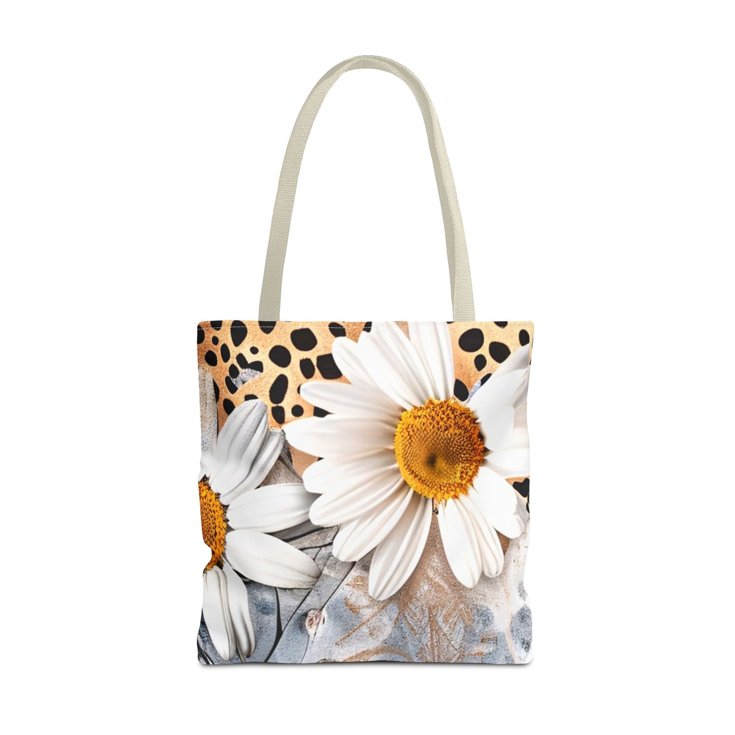 Floral Art Tote Bag - Daisies, Animal and Denim Print Stylish & Functional for Everyday Use