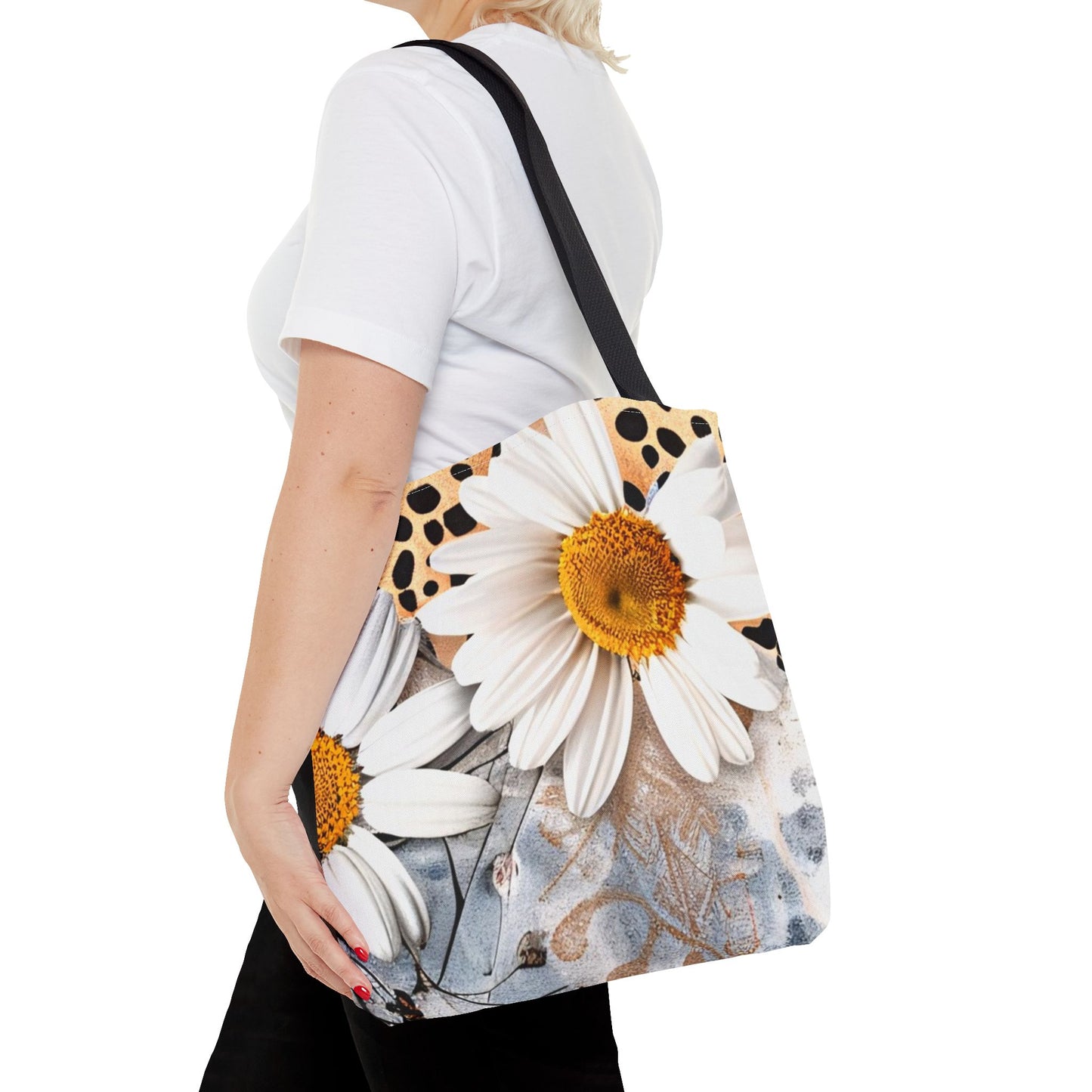 Floral Art Tote Bag - Daisies, Animal and Denim Print Stylish & Functional for Everyday Use