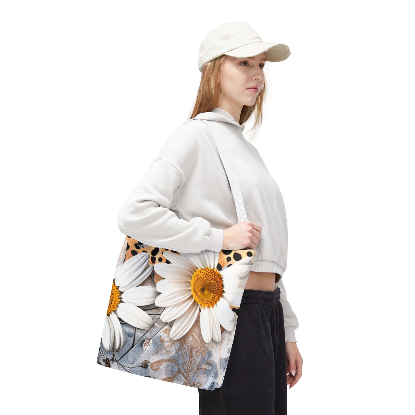 Floral Art Tote Bag - Daisies, Animal and Denim Print Stylish & Functional for Everyday Use