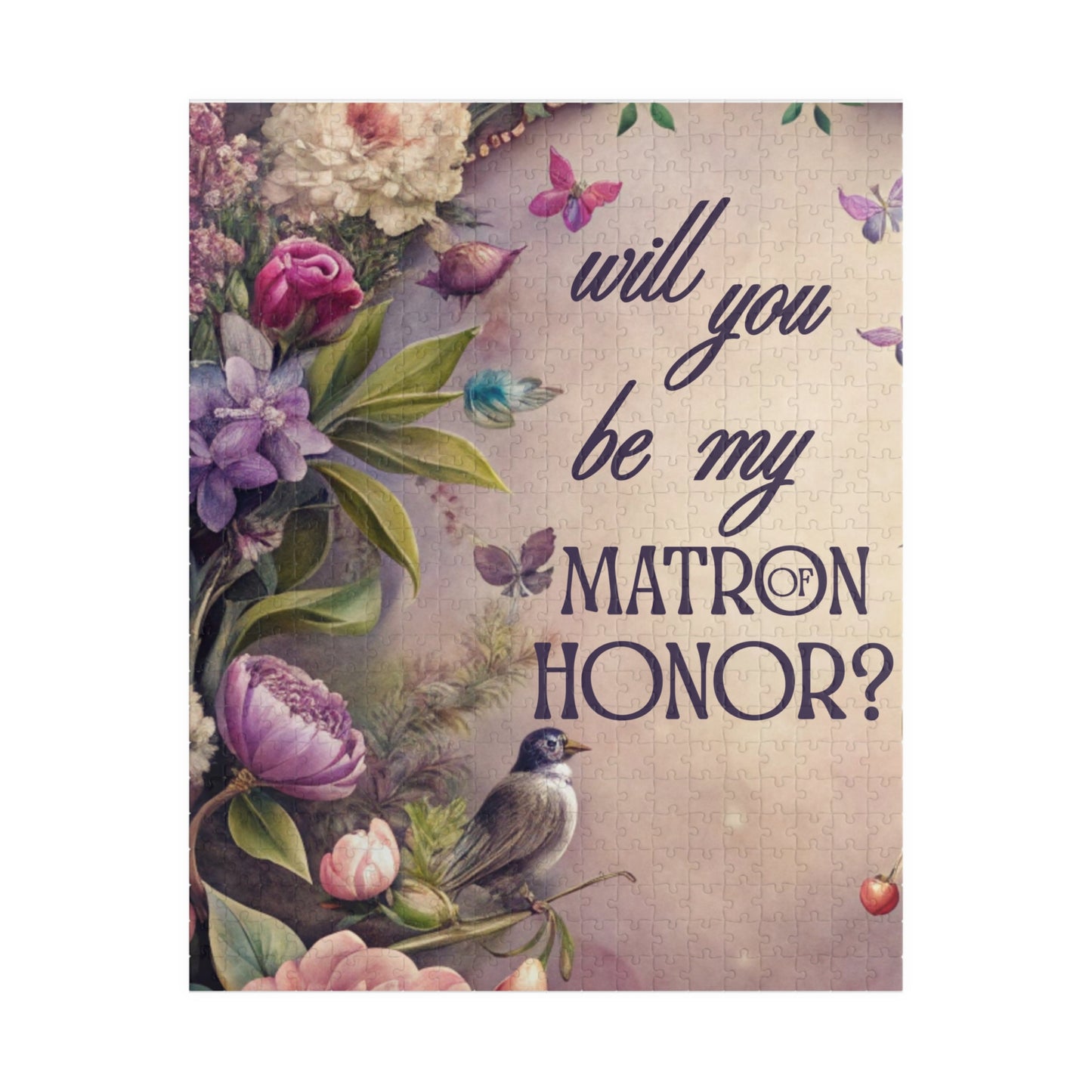 Matron of Honor Puzzle Proposal Gift – Will you be my Matron of Honor? | Floral Bridal Party Reveal Keepsake | Wedding Proposal Idea