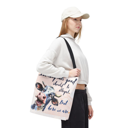 Humorous Cow Tote Bag - 'Looking This Good Should Be Illegal' - Gift Idea
