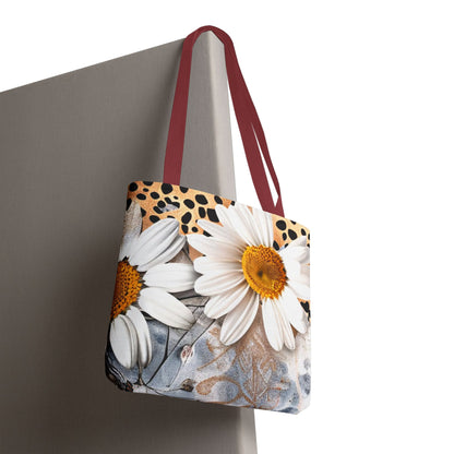 Floral Art Tote Bag - Daisies, Animal and Denim Print Stylish & Functional for Everyday Use
