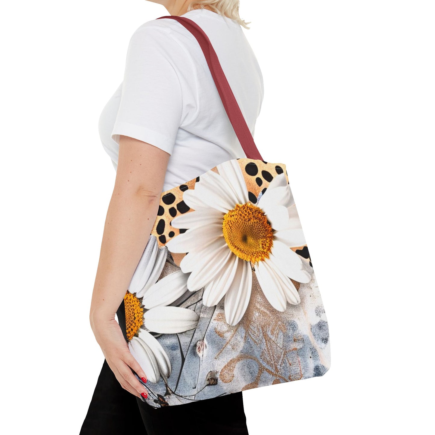 Floral Art Tote Bag - Daisies, Animal and Denim Print Stylish & Functional for Everyday Use