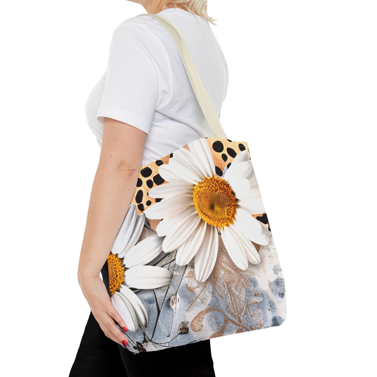 Floral Art Tote Bag - Daisies, Animal and Denim Print Stylish & Functional for Everyday Use