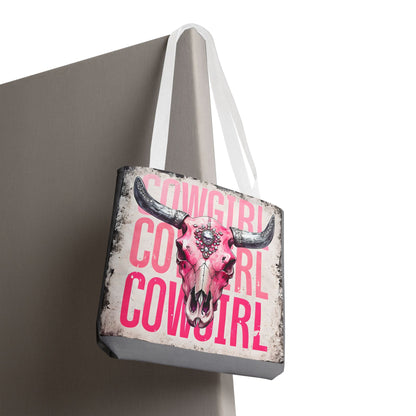Pink Cowgirl Skull Tote Bag - Stylish Western Decor