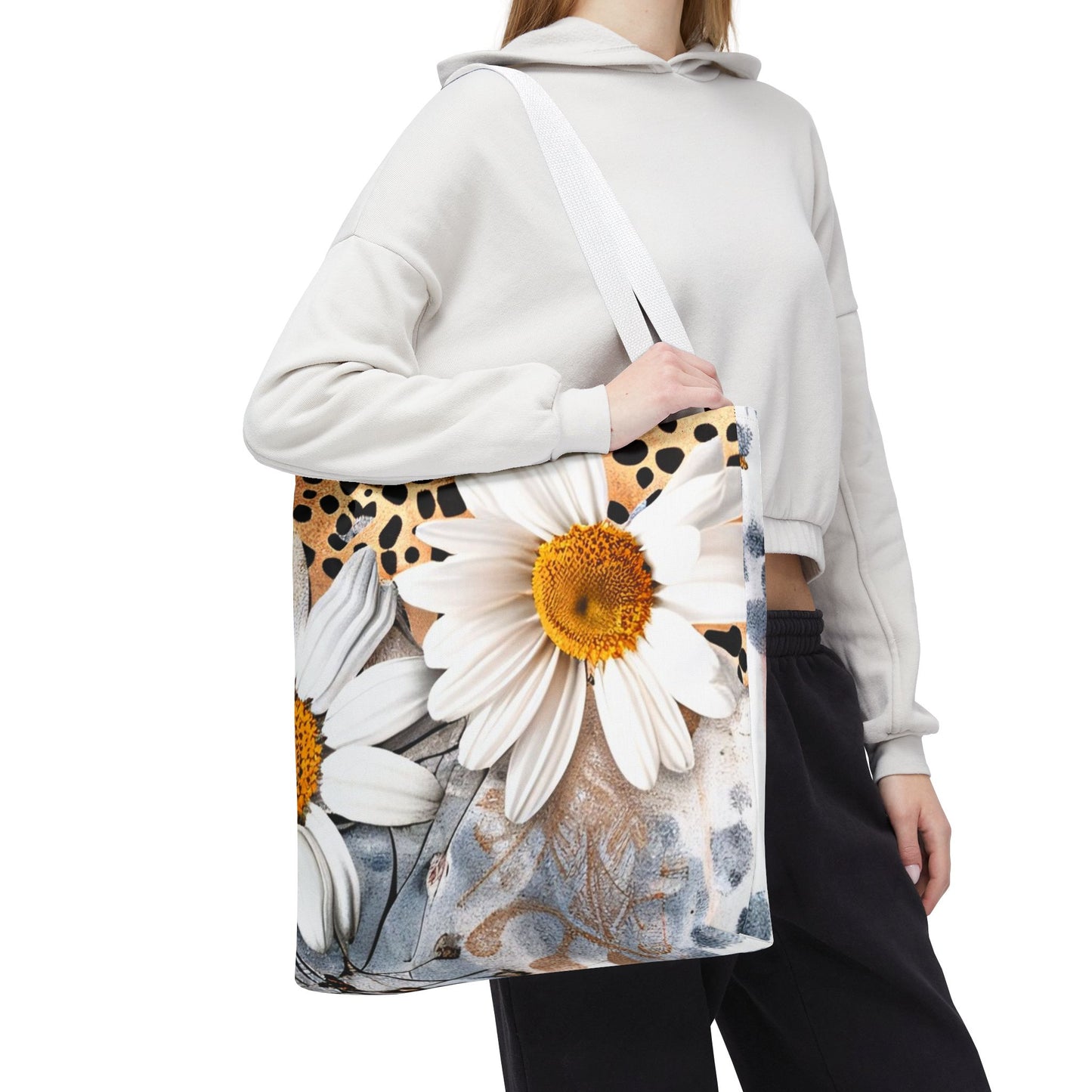 Floral Art Tote Bag - Daisies, Animal and Denim Print Stylish & Functional for Everyday Use
