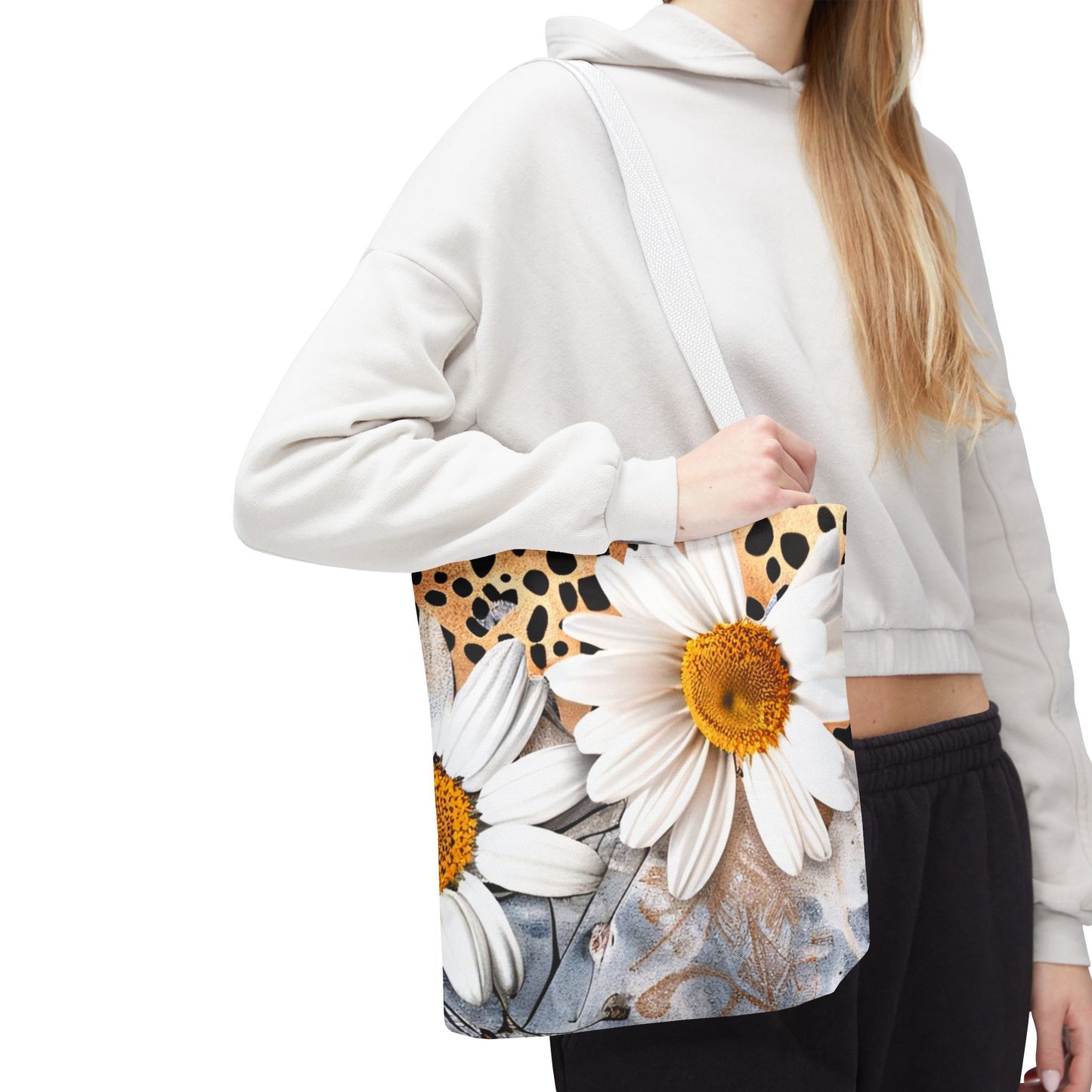 Floral Art Tote Bag - Daisies, Animal and Denim Print Stylish & Functional for Everyday Use