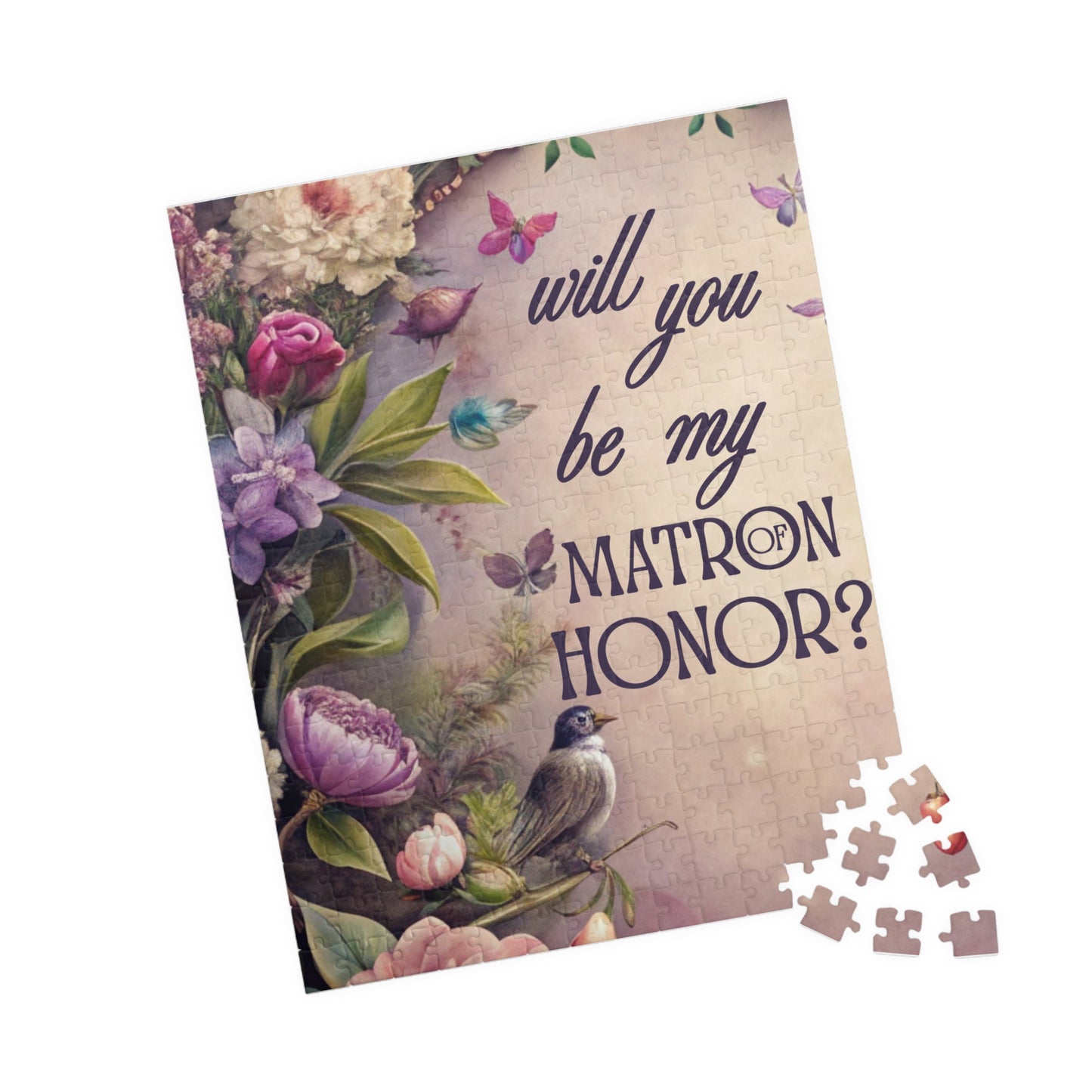 Matron of Honor Puzzle Proposal Gift – Will you be my Matron of Honor? | Floral Bridal Party Reveal Keepsake | Wedding Proposal Idea