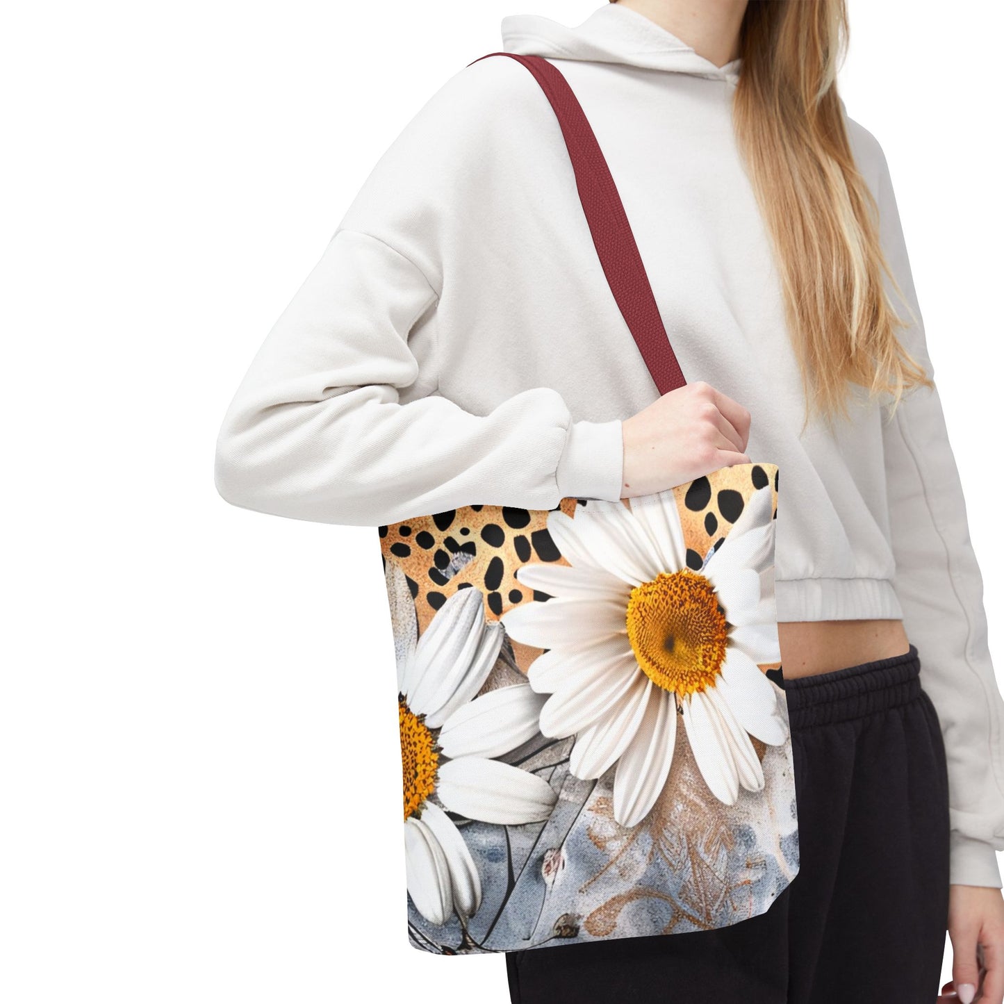Floral Art Tote Bag - Daisies, Animal and Denim Print Stylish & Functional for Everyday Use