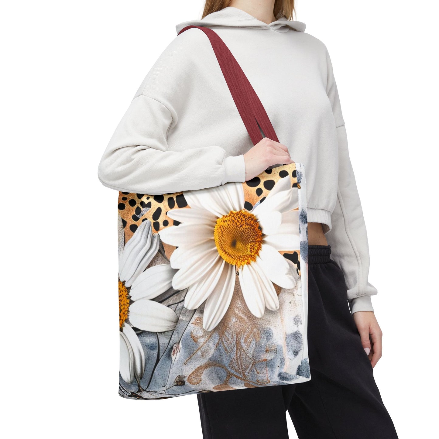 Floral Art Tote Bag - Daisies, Animal and Denim Print Stylish & Functional for Everyday Use