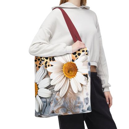 Floral Art Tote Bag - Daisies, Animal and Denim Print Stylish & Functional for Everyday Use