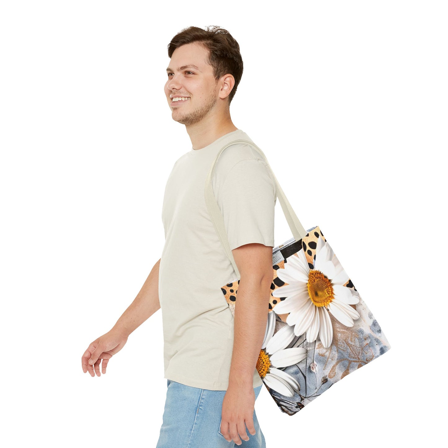 Floral Art Tote Bag - Daisies, Animal and Denim Print Stylish & Functional for Everyday Use