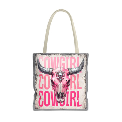 Pink Cowgirl Skull Tote Bag - Stylish Western Decor