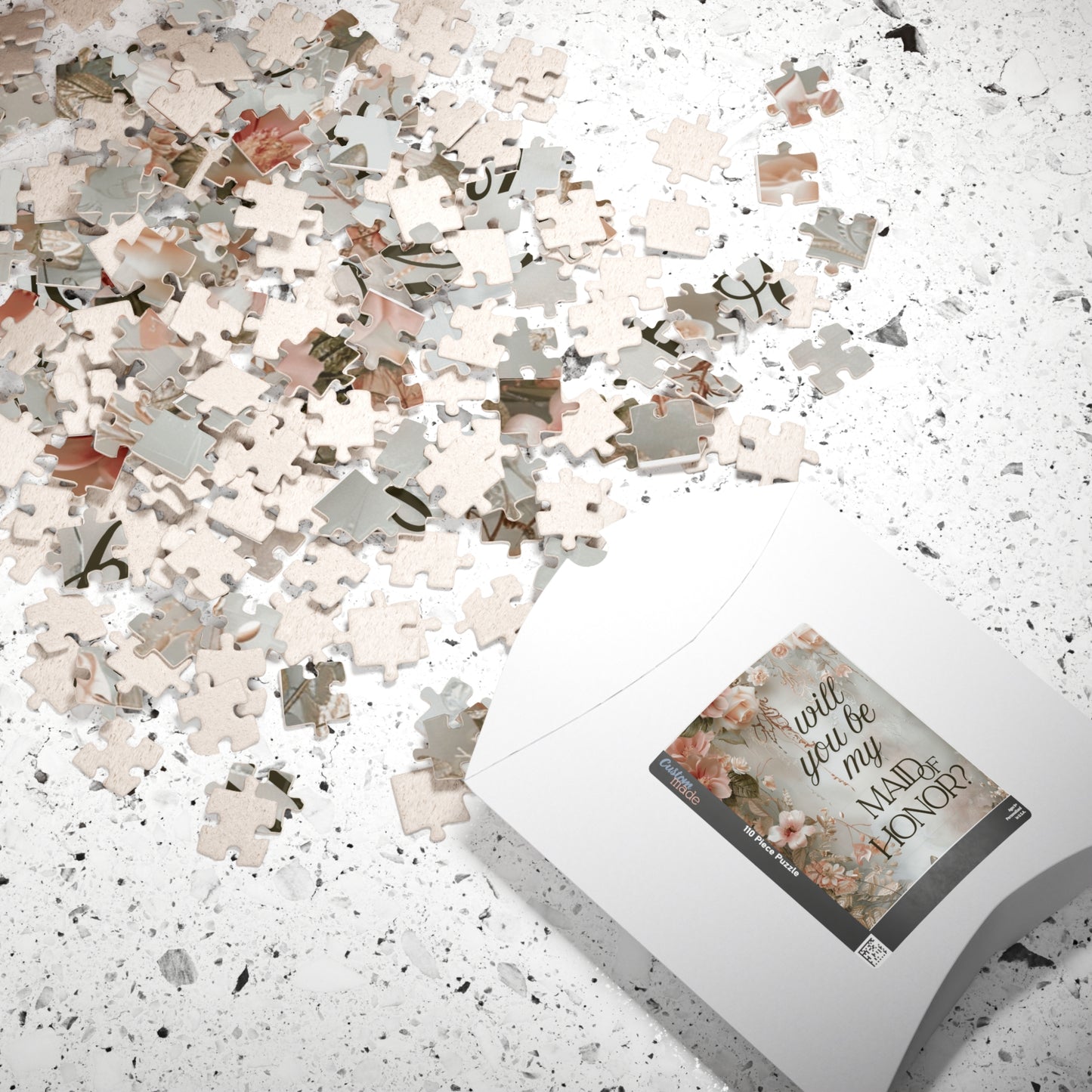 Maid of Honor Puzzle Proposal Gift – Floral Bridal Party Reveal Keepsake | Wedding Proposal Idea