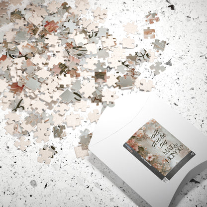 Maid of Honor Puzzle Proposal Gift – Floral Bridal Party Reveal Keepsake | Wedding Proposal Idea