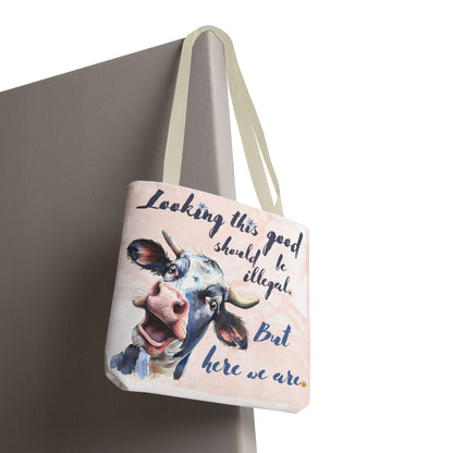 Humorous Cow Tote Bag - 'Looking This Good Should Be Illegal' - Gift Idea