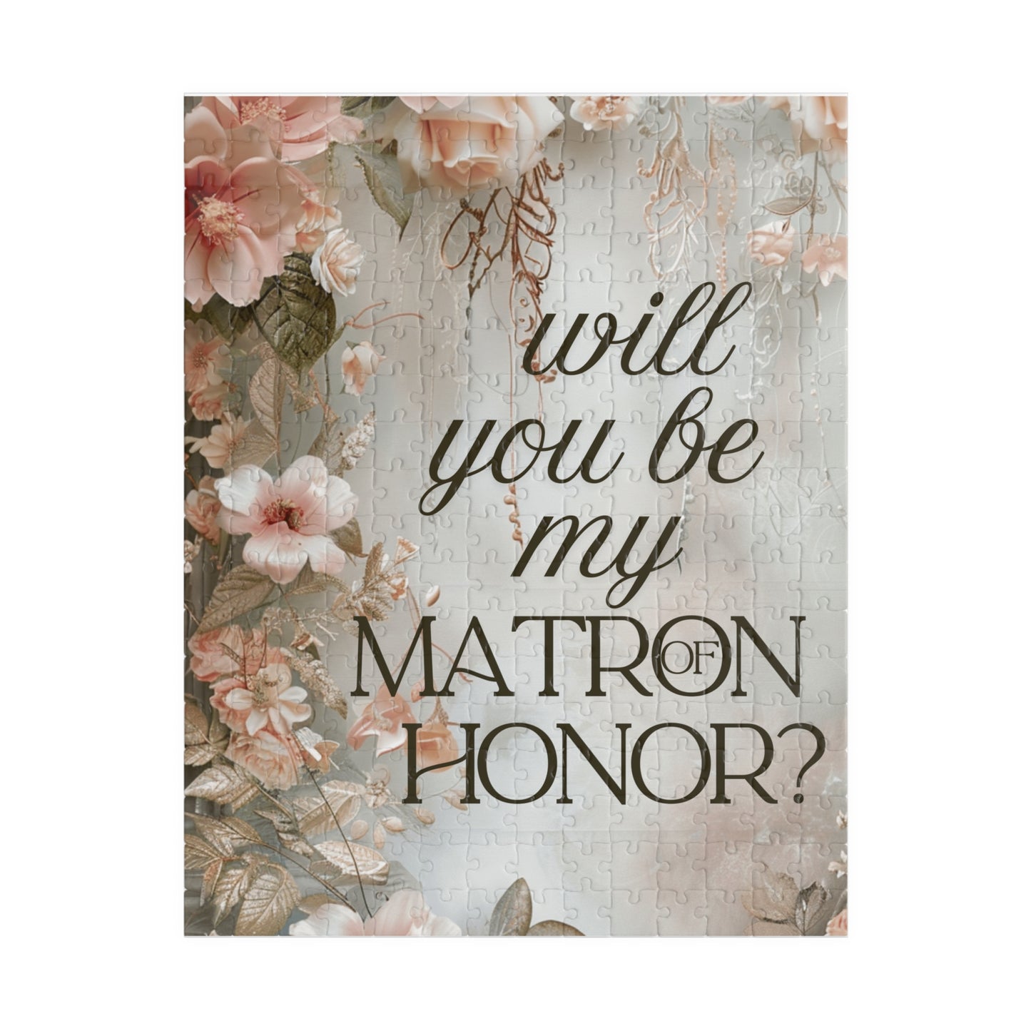 Matron of Honor Puzzle Proposal Gift – Floral Bridal Party Reveal Keepsake | Wedding Proposal Idea