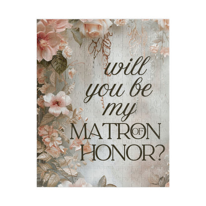 Matron of Honor Puzzle Proposal Gift – Floral Bridal Party Reveal Keepsake | Wedding Proposal Idea