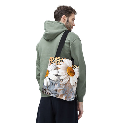 Floral Art Tote Bag - Daisies, Animal and Denim Print Stylish & Functional for Everyday Use