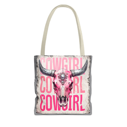 Pink Cowgirl Skull Tote Bag - Stylish Western Decor