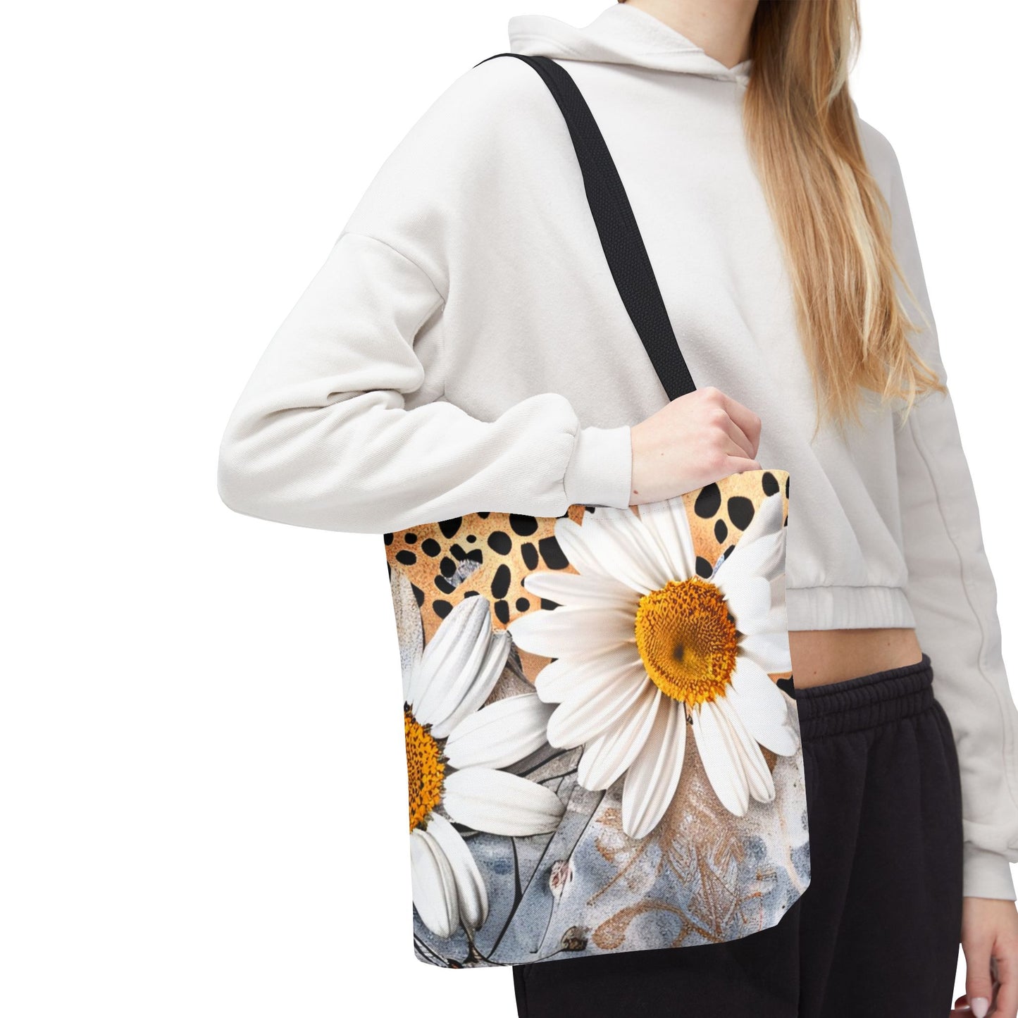 Floral Art Tote Bag - Daisies, Animal and Denim Print Stylish & Functional for Everyday Use