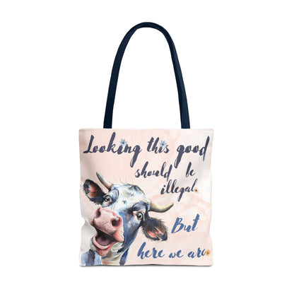 Humorous Cow Tote Bag - 'Looking This Good Should Be Illegal' - Gift Idea