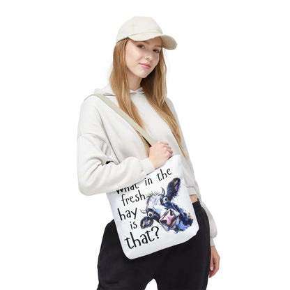 Funny Cow Tote Bag - "What in the Fresh Hay is That?" - Perfect for Farm Lovers & Everyday Use - Great Gift Idea
