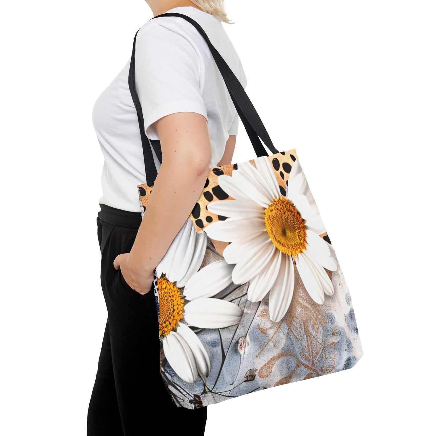 Floral Art Tote Bag - Daisies, Animal and Denim Print Stylish & Functional for Everyday Use