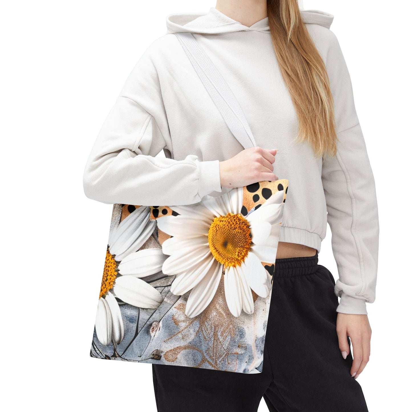 Floral Art Tote Bag - Daisies, Animal and Denim Print Stylish & Functional for Everyday Use
