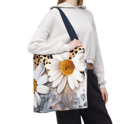 Floral Art Tote Bag - Daisies, Animal and Denim Print Stylish & Functional for Everyday Use