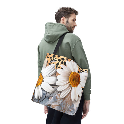 Floral Art Tote Bag - Daisies, Animal and Denim Print Stylish & Functional for Everyday Use