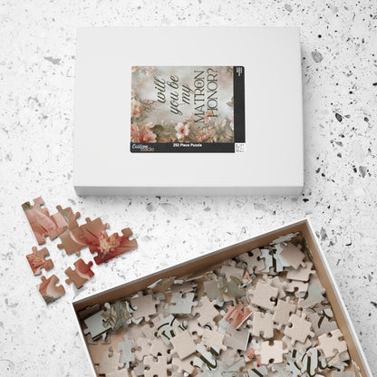 Matron of Honor Puzzle Proposal Gift – Floral Bridal Party Reveal Keepsake | Wedding Proposal Idea