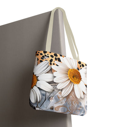 Floral Art Tote Bag - Daisies, Animal and Denim Print Stylish & Functional for Everyday Use