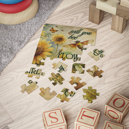 Bee & Sunflower Flower Girl Proposal Puzzle – “Will You Bee My Flower Girl?”  30-Piece Bridal Party Proposal Puzzle