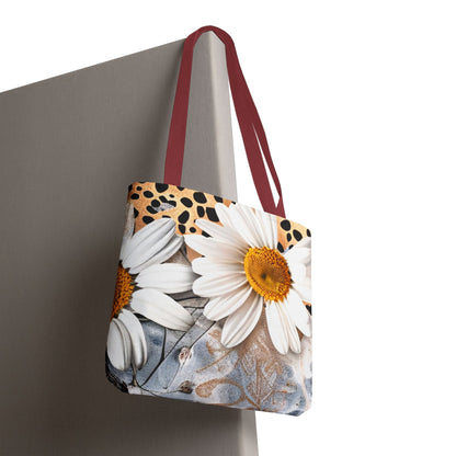 Floral Art Tote Bag - Daisies, Animal and Denim Print Stylish & Functional for Everyday Use