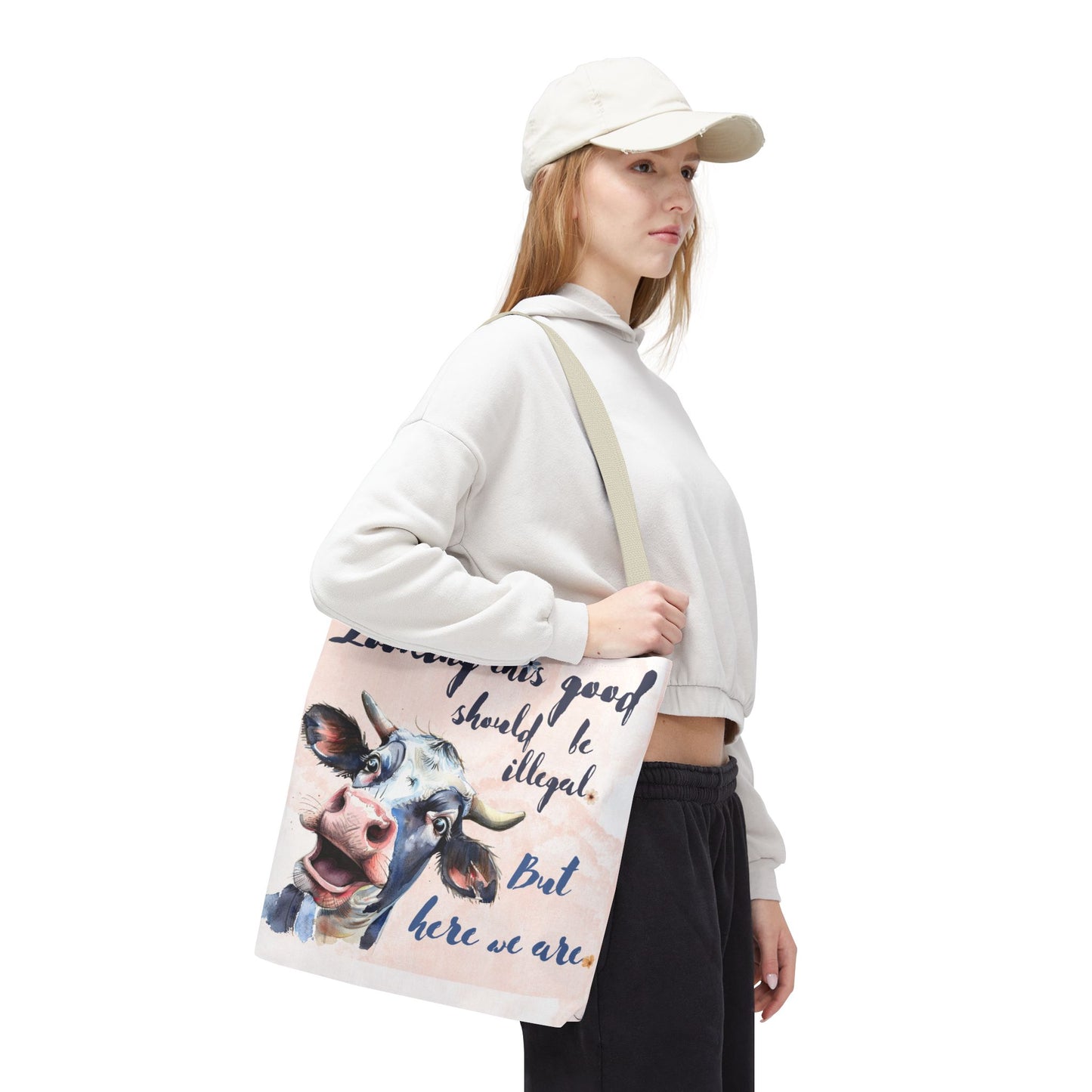Humorous Cow Tote Bag - 'Looking This Good Should Be Illegal' - Gift Idea