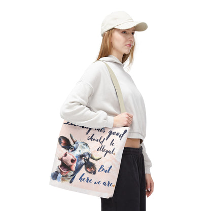 Humorous Cow Tote Bag - 'Looking This Good Should Be Illegal' - Gift Idea
