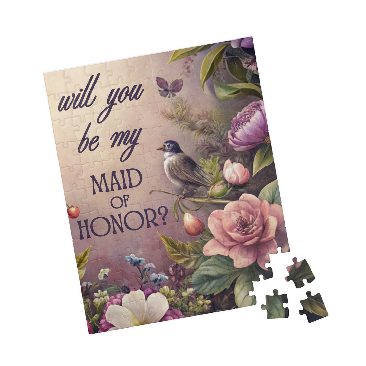 Maid of Honor Puzzle Proposal Gift – Will you be my Maid of Honor? | Floral Bridal Party Reveal Keepsake | Wedding Proposal Idea