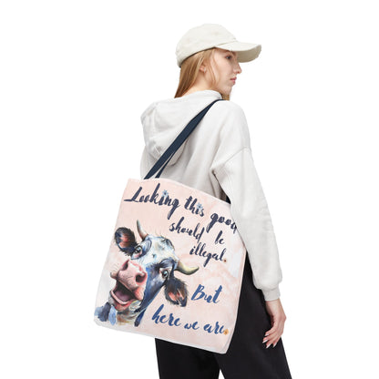 Humorous Cow Tote Bag - 'Looking This Good Should Be Illegal' - Gift Idea