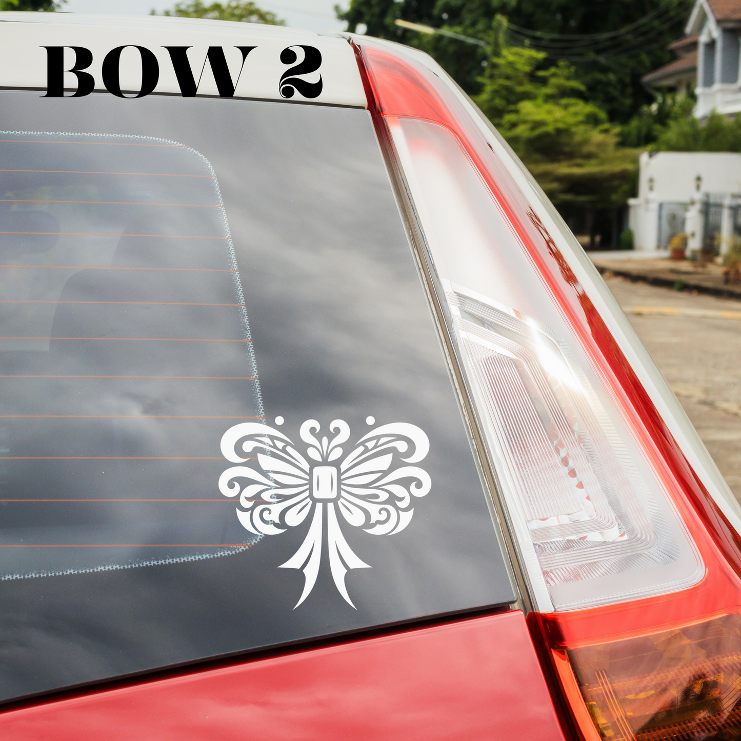 Chinoiserie-Inspired Bow Vinyl Decal  (Your choice:1 of f 5 style).  Elegant Decorative Ribbon Design Vinyl Decal for WIndows, computers, etc