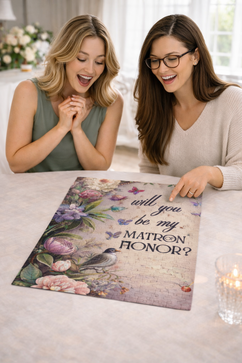 Matron of Honor Puzzle Proposal Gift – Will you be my Matron of Honor? | Floral Bridal Party Reveal Keepsake | Wedding Proposal Idea