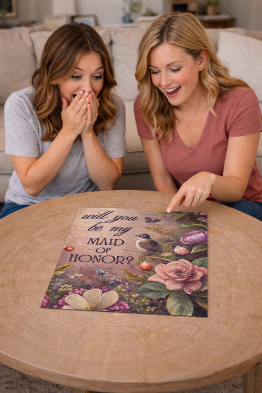Maid of Honor Puzzle Proposal Gift – Will you be my Maid of Honor? | Floral Bridal Party Reveal Keepsake | Wedding Proposal Idea
