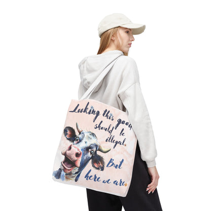Humorous Cow Tote Bag - 'Looking This Good Should Be Illegal' - Gift Idea