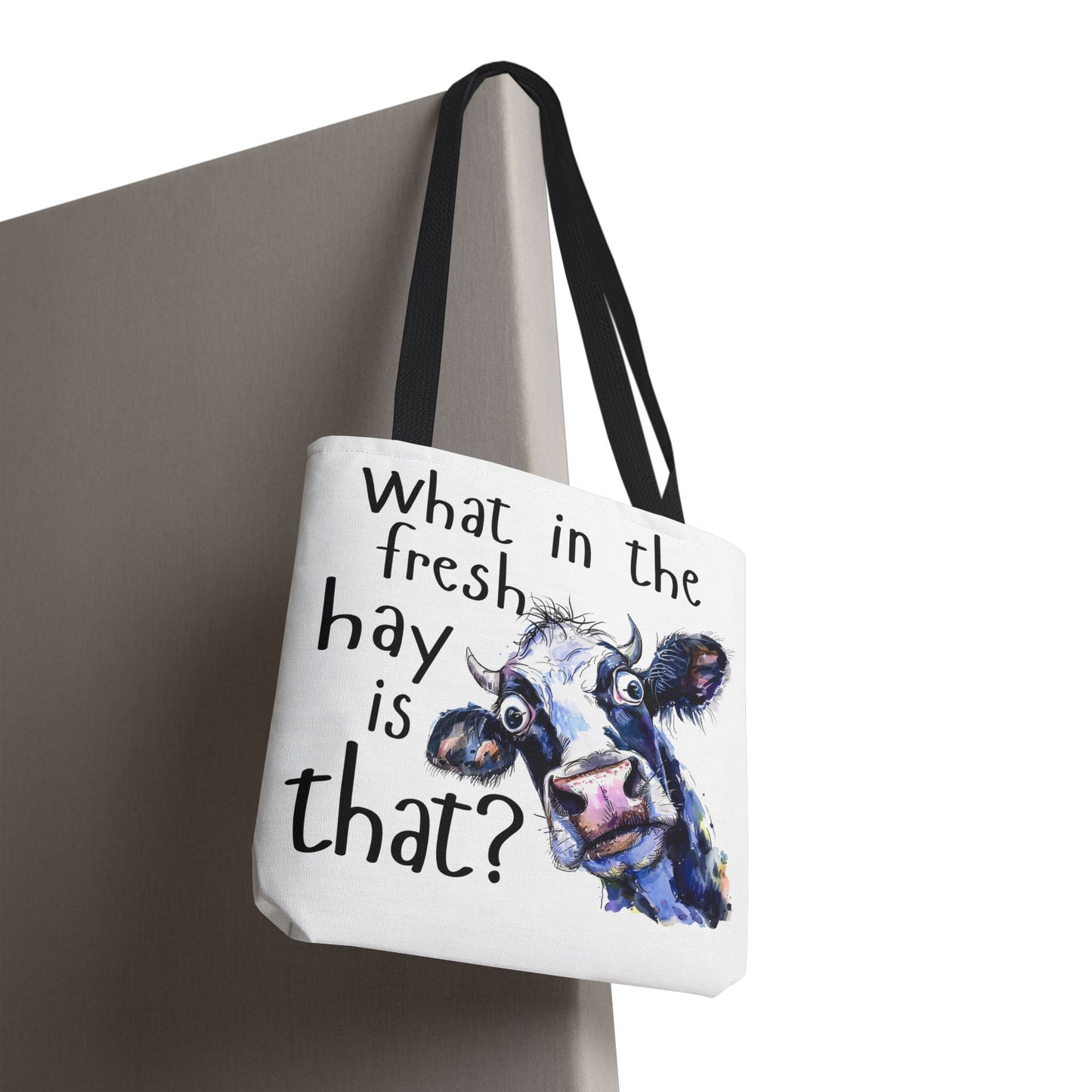 Funny Cow Tote Bag - "What in the Fresh Hay is That?" - Perfect for Farm Lovers & Everyday Use - Great Gift Idea