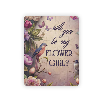Flower Girl Proposal Kids Puzzle — "Will you be my Flower Girl?" Featuring a beautiful floral and bird design 30-Piece Keepsake