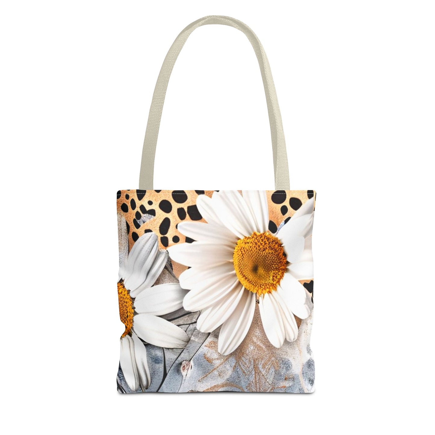 Floral Art Tote Bag - Daisies, Animal and Denim Print Stylish & Functional for Everyday Use
