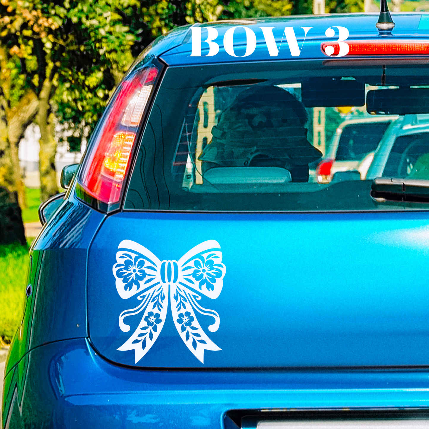 Chinoiserie-Inspired Bow Vinyl Decal  (Your choice:1 of f 5 style).  Elegant Decorative Ribbon Design Vinyl Decal for WIndows, computers, etc