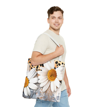 Floral Art Tote Bag - Daisies, Animal and Denim Print Stylish & Functional for Everyday Use