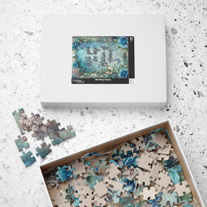 Matron of Honor Proposal Puzzle – Blue Floral Bridal Party Gift & Keepsake | Bridal Party Proposal Gift | Wedding Asking Puzzle
