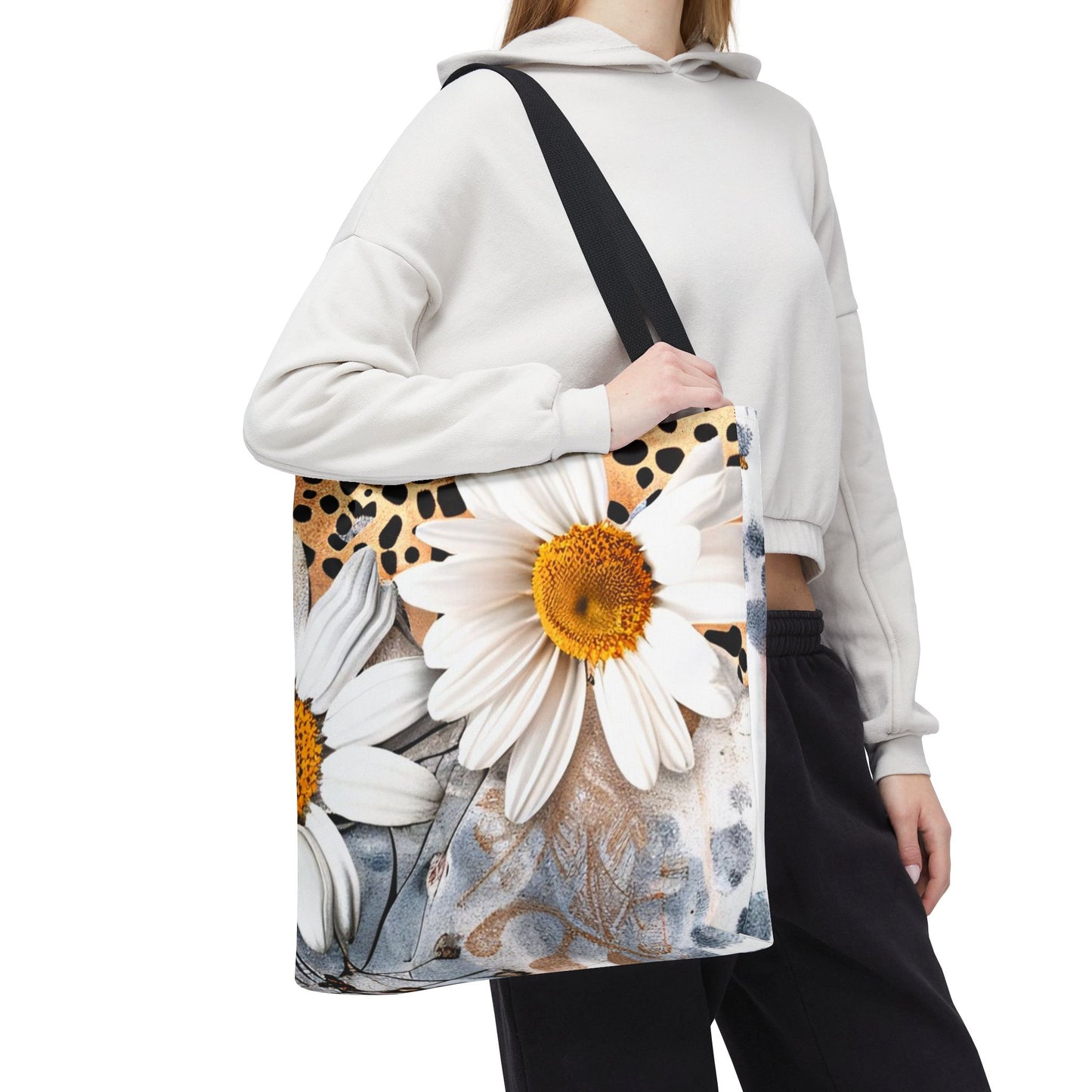 Floral Art Tote Bag - Daisies, Animal and Denim Print Stylish & Functional for Everyday Use